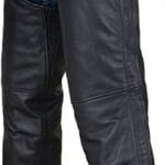 Dream Apparel Black Motorcycle Leather Chaps for Men Women Riding with Zip Out Liner, Cowboy Biker Chap Pants W/Four Pockets