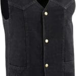 Milwaukee Leather DM1310 Men’s Black Classic Denim Western Style Cowboy Biker Vest w/Snap Button Closure