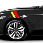 Clausen’s World 2 and 3 Inch Fender Hash Mark Bars Racing Stripes Vinyl Decals, Fits Mustang, Shelby, Both Sides, Red and Yellow