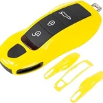 AeroBon 3-Piece Painted Key Cover Key Fob Shell Compatible with Porsche Key Shell Replacement (MK1, Racing Yellow)