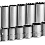 Capri Tools 3/8 in. Drive 12-Point Shallow and Deep Socket Set, SAE, 1/4 to 7/8 in, 22-Piece