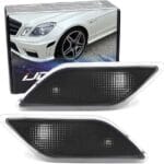 iJDMTOY Euro OEM-Spec Black-Out Smoked Lens Front Bumper Side Marker Lamp Housings Compatible With Mercedes 2010-2013 W212 E-Class E300 E350 E550 E63 AMG 4-Door Sedan/Wagon
