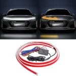 Dual Color Amber White Switchback 71 Inches Car Hood Light Strip,Exterior Flexible Headlight Waterproof Daytime Running Light Strip(1 Set)