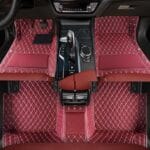 Custom Personalized Floor Mats for Cars，Luxury Full Coverage All Weather Car Floor Mats，Anti-Slip Leather Car Mat Set ，Custom Floor Mats for 99% of Cars, Trucks & SUVs (Wine red)