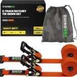 Rhino USA E Track Ratchet Tie Down Straps (4,500lb Break Strength) – Includes (2) Premium 2