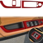 Carbon Fiber, for BMW, Car Window Lift Switch Button Panel Frame Cover Trim Sticker for BMW Z4 Roadster E89 2009 2010 2011 2012 2013 2014 2015 2016 2017, Interior Accessories, Red