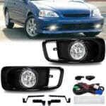 Fog Lights Assemby fit for Honda Civic 1999 2000 Fog Lamps with Wiring Harness and Switch (2pcs)