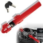 Steering Wheel Lock for car Universal Adjustable Length Anti-Theft Device Car Locks Double Hook Locks for Car SUV Pickup Truck Van(Red)