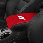 YOSRTER for Dodge Durango Accessories 2021 2022 2023 2024 2025 2026 Center Console Armrest Cover Interior Box Anti-Scratch Leather Central Armrest Decoration (Red Trim)