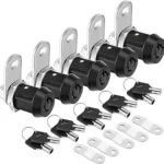 PTEROMY 5 Pack Heavy Duty Cabinet Lock with Keys, Black, 7/8” Tubular Cam Lock for RV Compartment Storage Locks, Complete Set with Waterproofing Features