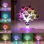 Amabery Personalized Family Tree Names LED Mirror Light Customized Mother’s Day Signs Decor for Best Mom Ever Mother Gifts Custom Mommy Mirror Light Room Wall Art Decorations