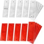 Homaisson 40 PCS Self-Adhesive Rectangular Reflectors, Red and White Plastic Car Reflectors, Stick-on or Screw Mount Universal Reflective Warning Plate for Pickups, Vans, Trucks, Trailers
