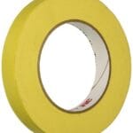 3M 06652 Automotive Refinish Masking Tape, 250 Degree F Performance Temperature, 28 lbsin Tensile Strength, 55m Length x 18mm Width, Yellow (Case of 12 Rolls)