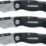 Husky Folding Sure-Grip Lock Back Utility Knives Multi Pack (3 Piece Set: 3 x Husky Knives w/ Blades) (Colors Vary)