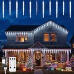 Brightown Icicle Lights Outdoor 20ft with Remote – 20 Tubes 100 LED Iced Tube Christmas Lights, Waterproof Icicle Decor Outdoor Indoor for Tree Patio Roof Holiday Decor, Cool White