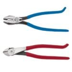 Klein Tools 94508 Pliers Set, Made in USA, Ironworker’s Diagonal Cutting Pliers and Heavy Duty Side Cutters, Tie Wire Cutter for Rebar Work, 2-Piece Kit