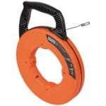 Klein Tools 56334 Electrical Fish Tape, Steel Wire Puller with Double Loop Tip, Optimized Housing and Handle for Heavy Duty Wire Pulls, 240-Foot