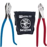 Klein Tools 80081 Pliers Kit, Made in USA, Set with Ironworker’s Diagonal Cutting Pliers, Heavy Duty Side Cutters and Flame Resistant Canvas Tool Bag, 3-Piece