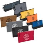 Klein Tools 80183 Zipper Tool Bag Set, (5) Stand-Up Water-Resistant 1680d Pouches with Carabiners and (4) 12.5 x 7-Inch Canvas Utility Bags, 9-Piece