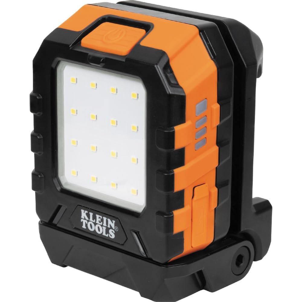 Klein Tools 56416 Rechargeable LED Work Light, 1000-Lumens, Magnetic Work Light with 3 Modes, 360-Degree Rotation and Kickstand, Compatible with MODbox Rail System