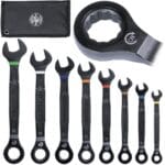 KLEIN TOOLS 69408G Ratcheting Combination Wrench Set, SAE, 8-Piece, 5/16 to 3/4-Inch, Steel Alloy, Foam Pouch, 90-Tooth