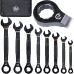 Klein Tools 69408MG Ratcheting Combination Wrench Set, Metric, 8-Piece, 8 to 19 mm, Steel Alloy, Foam Pouch, 90-Tooth