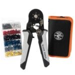 Klein Tools 34061 Ferrule Crimping Tool Set with Ratcheting Hex Crimper Pliers, 1200 Wire Terminals (10-22 AWG), and Soft Carrying Case for Electrical Applications