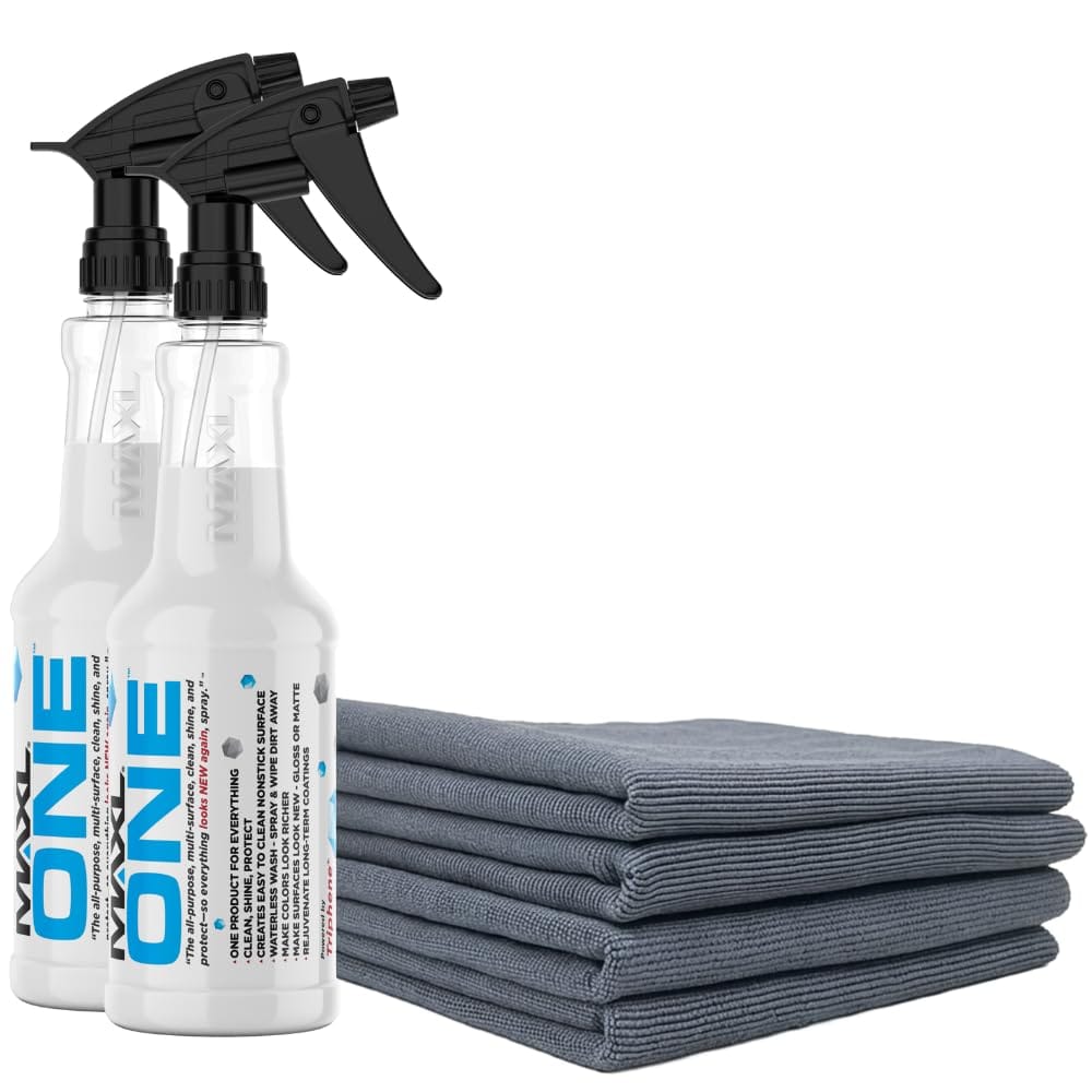 Version 1.0.0 MAXLONE ™ Car Spray with Triphene® Technology, Quick Spray & Wipe All Purpose Waterless Detailer - Clean, Shine, Protect Paint, Glass, Wheels, Trim Without Pre-Washing (2, 20oz w 4 Micro Fiber Cloth) - Image 1