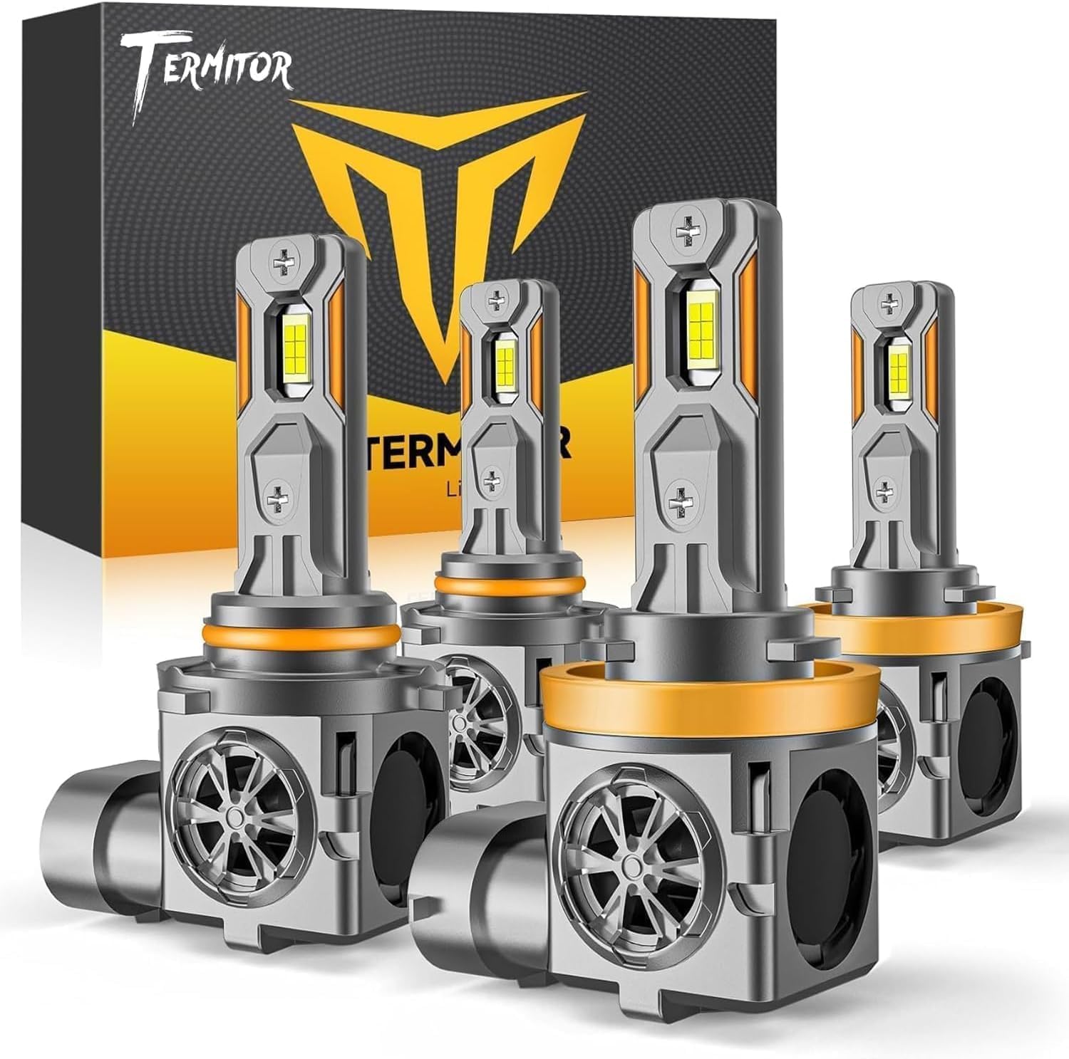 Version 1.0.0 Termitor H11/H9 & 9005/HB3 Light Bulbs Combo, 110,000LM Brightness, 1:1 Mini Size 6500K Cool White IP68 Waterproof Automotive Replacement Combo 9005 H11 Fog Lights, Quick Installation, Pack of 4 - Image 1