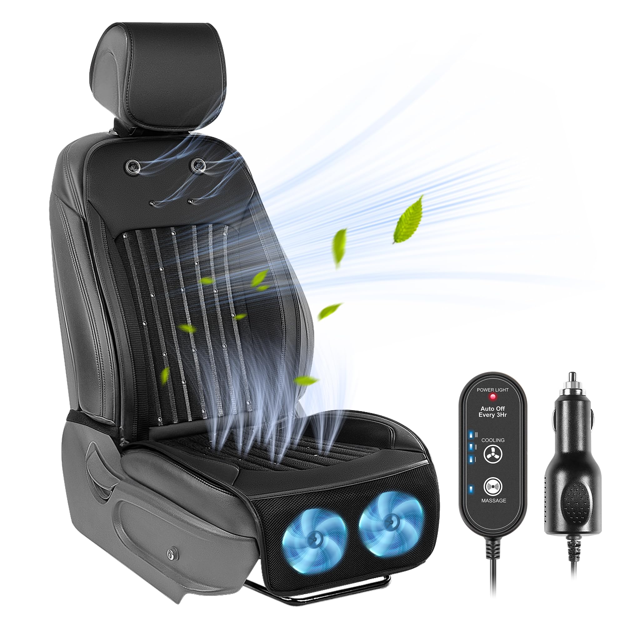 Version 1.0.0 Paffenery 2026 Upgraded Cooling Car Seat Cover Front Seat, 12V-24V Ventilated Cooling Car Seat Cushion, Cooled Seat Cover for Car SUV Truck Universal Fit, Midnight Black - Image 1