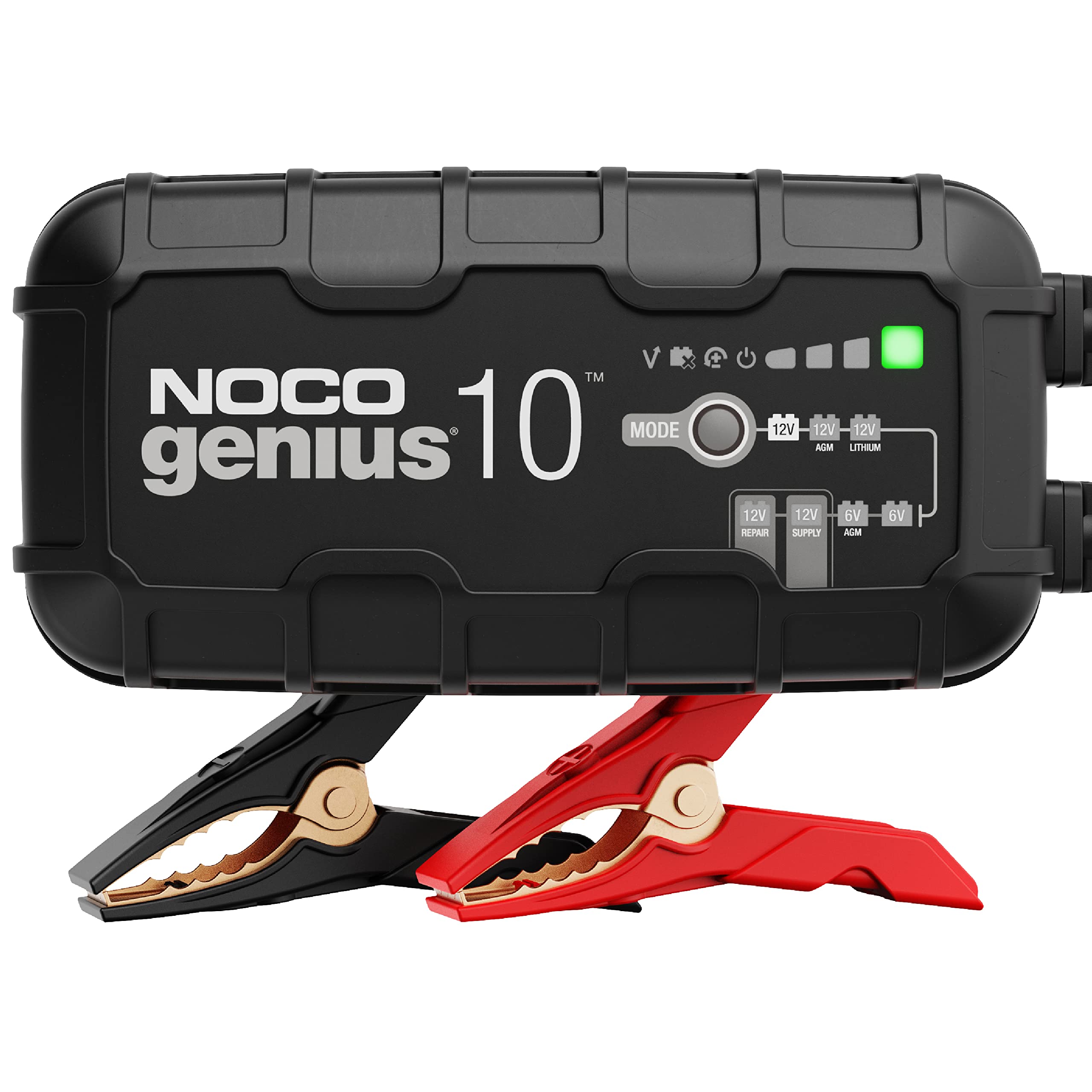 Version 1.0.0 NOCO GENIUS10: 10A 6V/12V Smart Battery Charger – Automatic Maintainer, Trickle Charger & Desulfator with Overcharge Protection & Temperature Compensation – for Lead-Acid & Lithium Batteries - Image 1