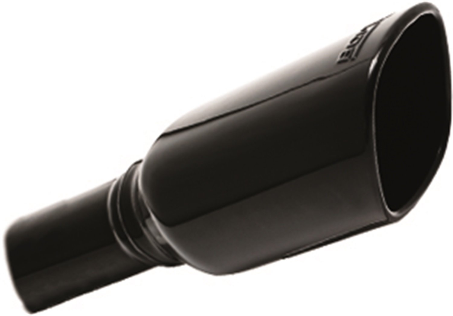 Version 1.0.0 BORLA 20161 Exhaust Tip 2.25" Inlet - 3.5" x 3.28" Single Square Rolled-Edge Angle-Cut Outlet - 10.5" Long With Black Chrome Finish Embossed With BORLA Logo. Clamp On Mounting. Clamp Included. - Image 1