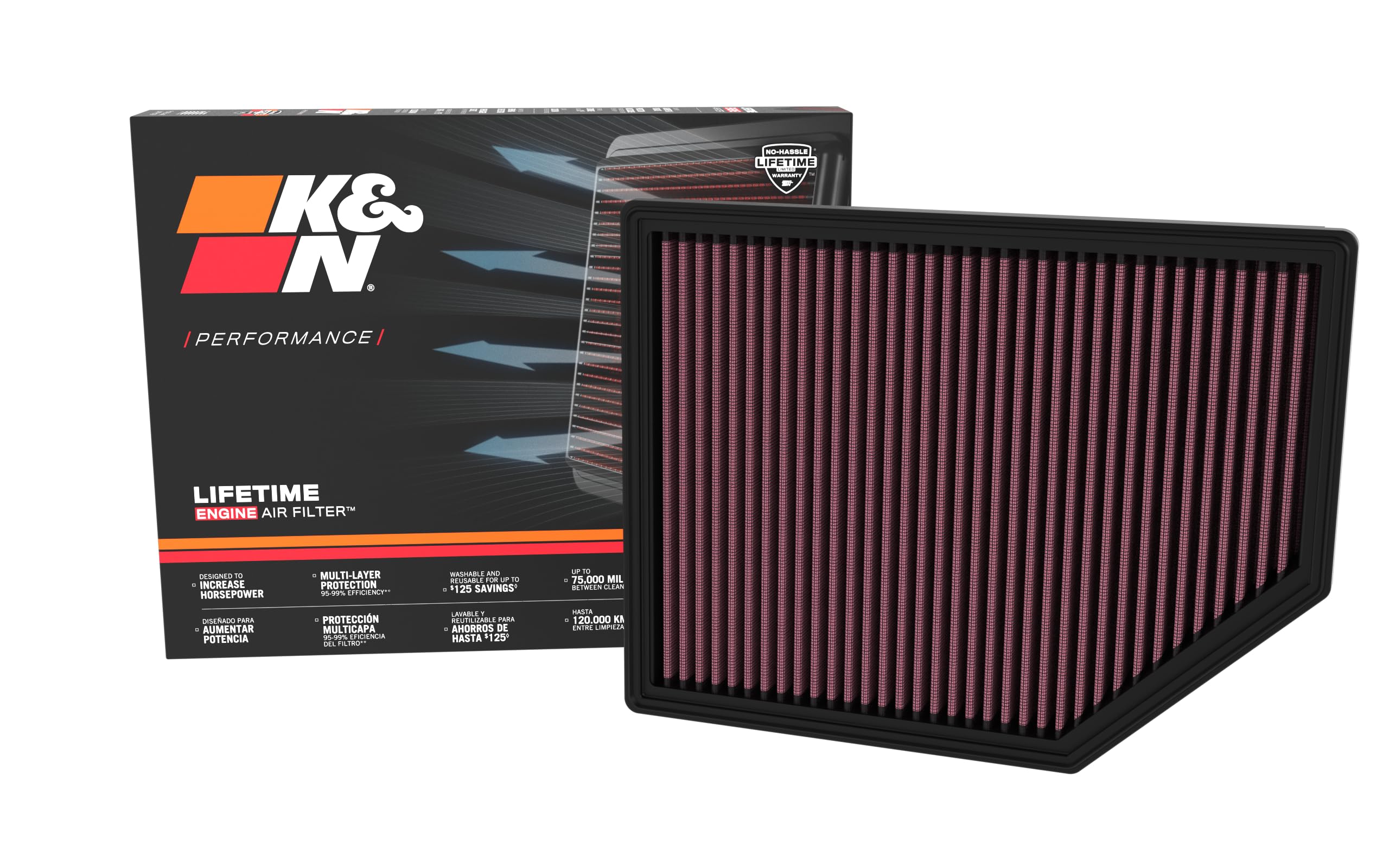 Version 1.0.0 K&N High-Flow Original Lifetime Engine Air Filter: Increase Power: Premium, Washable: Compatible with 2022-2025 FORD: Bronco, Bronco Raptor, Ranger, Ranger Raptor, 33-5132 - Image 1