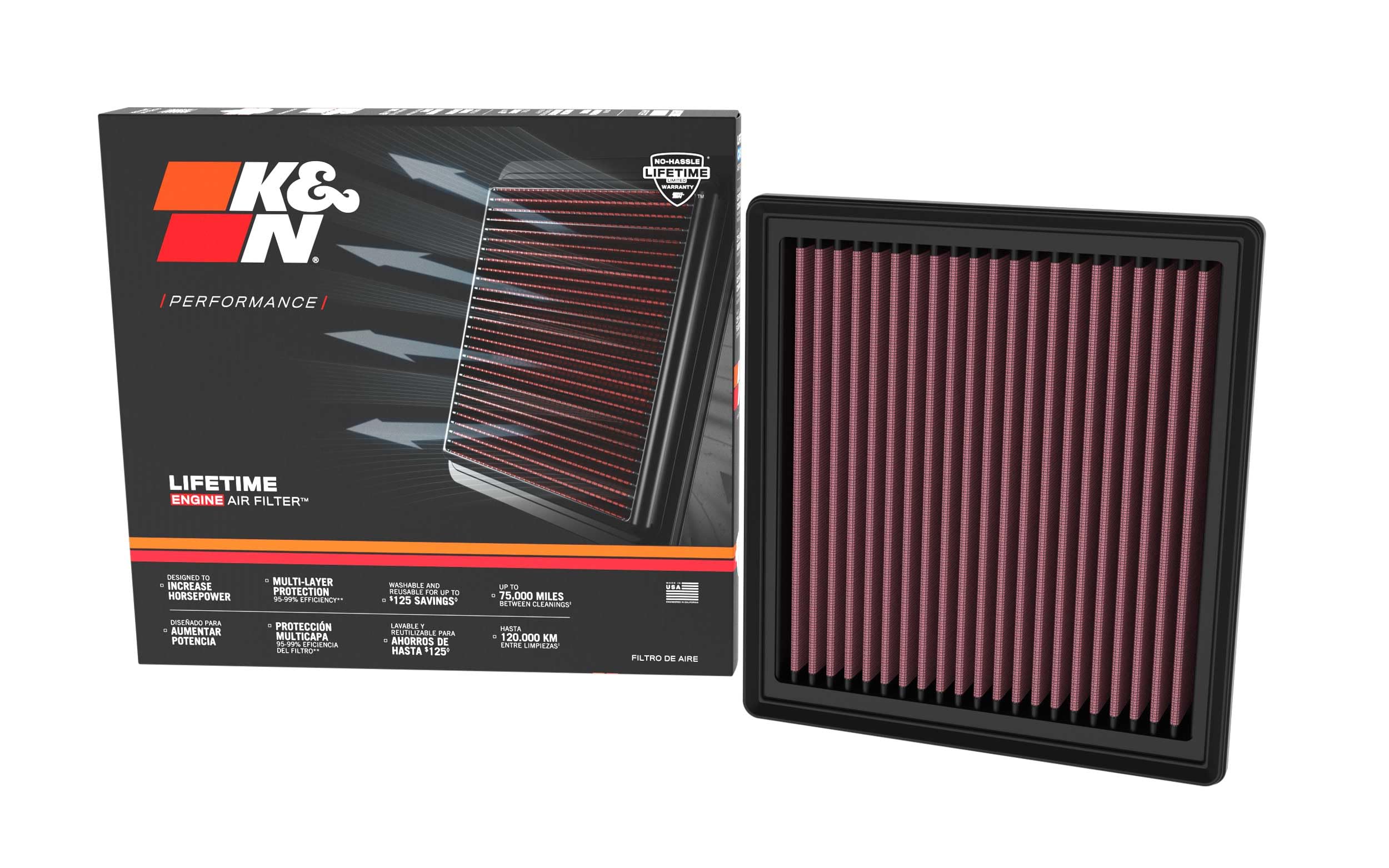 Version 1.0.0 K&N High-Flow Original Lifetime Engine Air Filter: Increase Power: Premium, Washable: Compatible with 2024-2025 Mazda: CX-70, CX-90, 33-5140 - Image 1