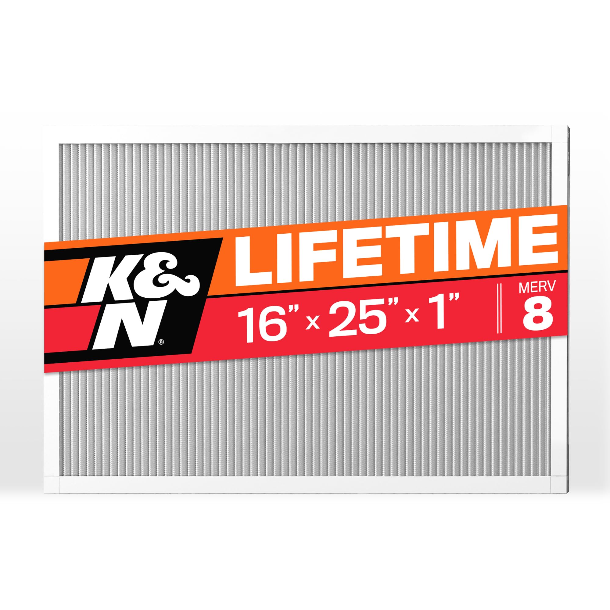 Version 1.0.0 K&N 16X25X1 HVAC Furnace Air Filter, Lasts a Lifetime, Washable, Merv 8, the Last HVAC Filter You Will Ever Buy, Breathe Safely at Home or in the Office, HVC-8-11625 - Image 1
