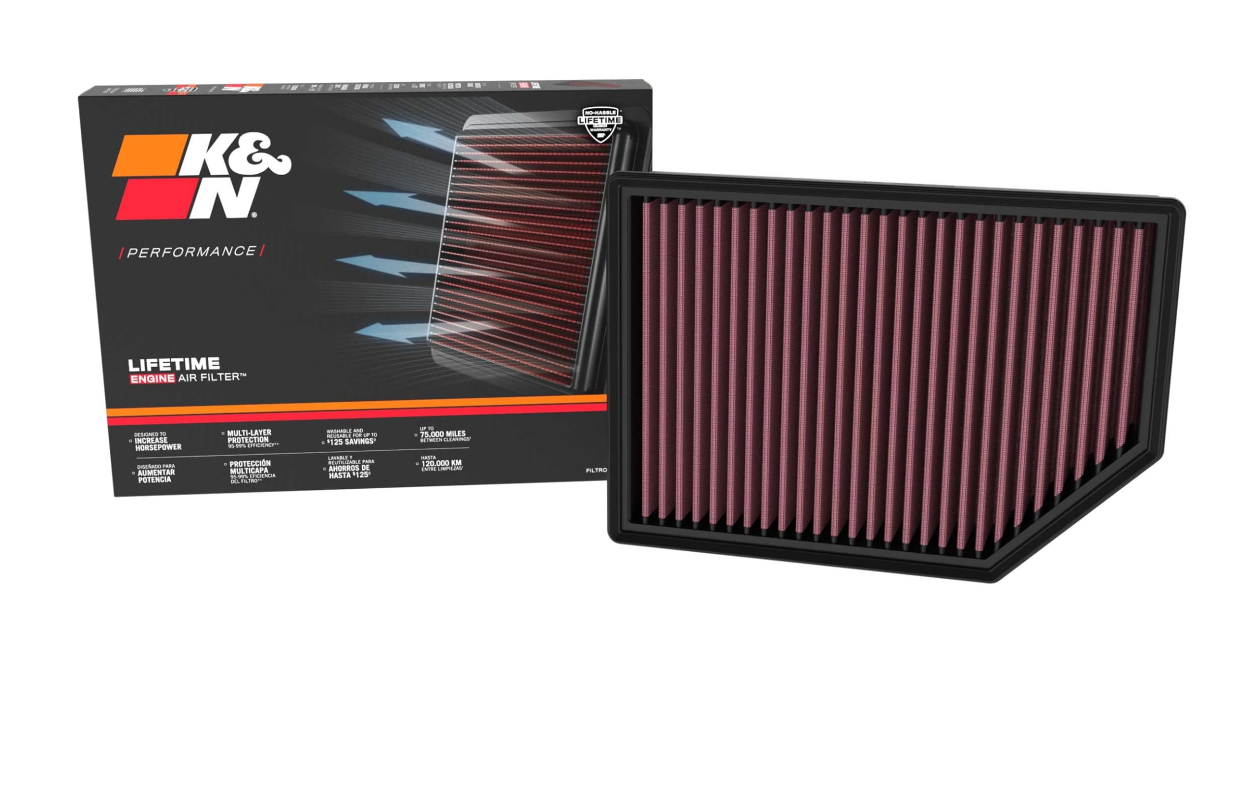 Version 1.0.0 K&N High-Flow Original Lifetime Engine Air Filter: Increase Power: Premium, Washable: Compatible with 2023-2026 RAM/JEEP: (See Product Descriptions for Select Models), 33-5125 - Image 1