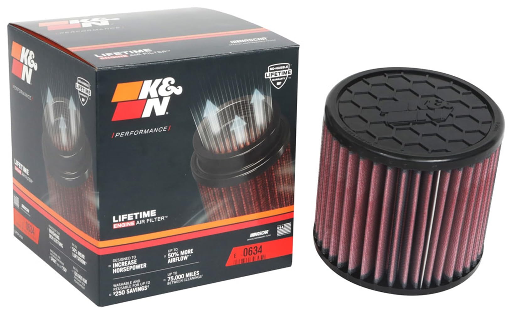 Version 1.0.0 K&N High-Flow Original Lifetime Engine Air Filter: High Performance, Premium, Washable, Replacement Filter: Compatible with 2021 Ford Bronco, E-0634 - Image 1