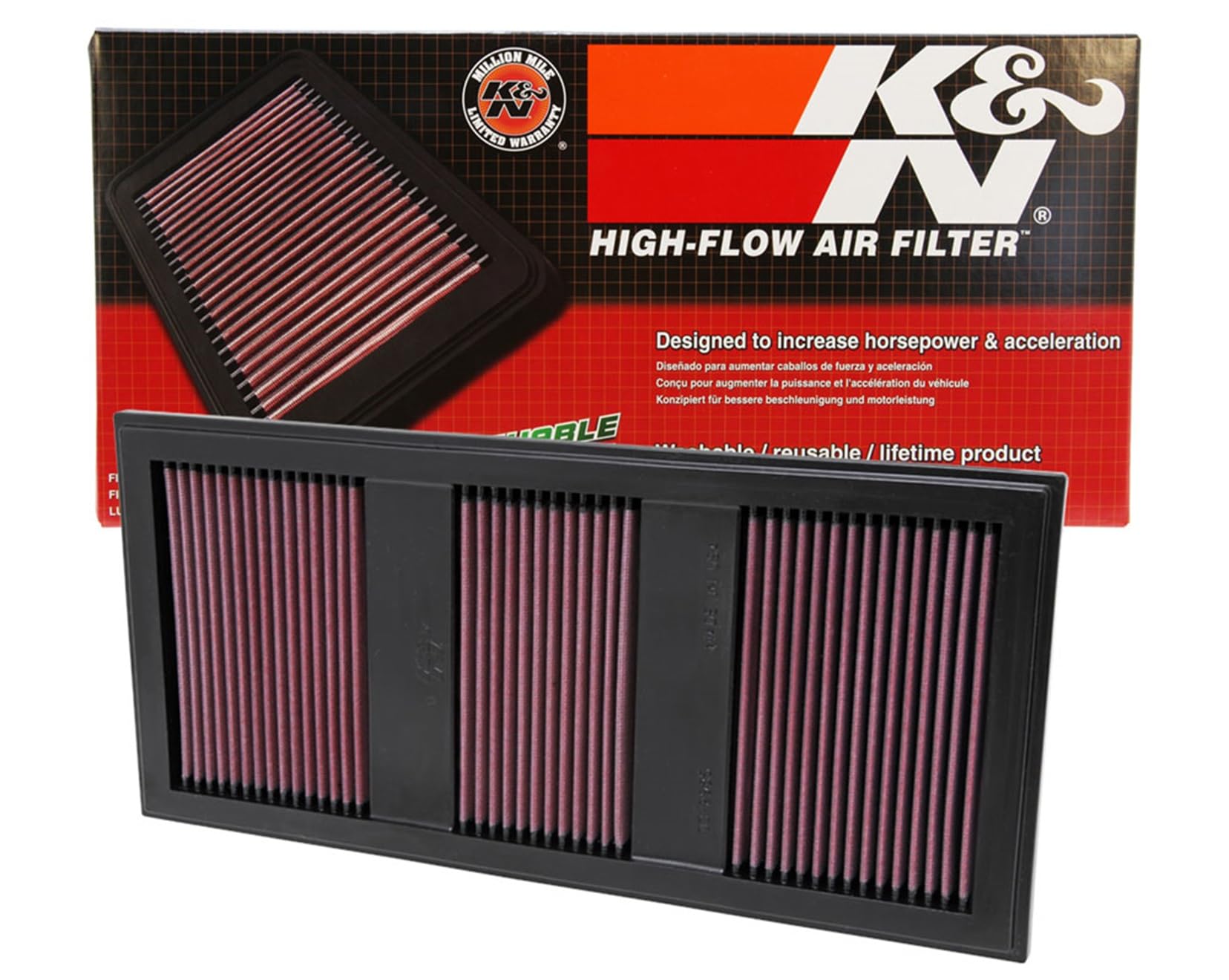 Version 1.0.0 K&N High-Flow Original Lifetime Engine Air Filter: Increase Power: Premium, Washable: Compatible with 2011-2016 Mercedes Benz: (See Product Description for Select Models) 33-2985 - Image 1