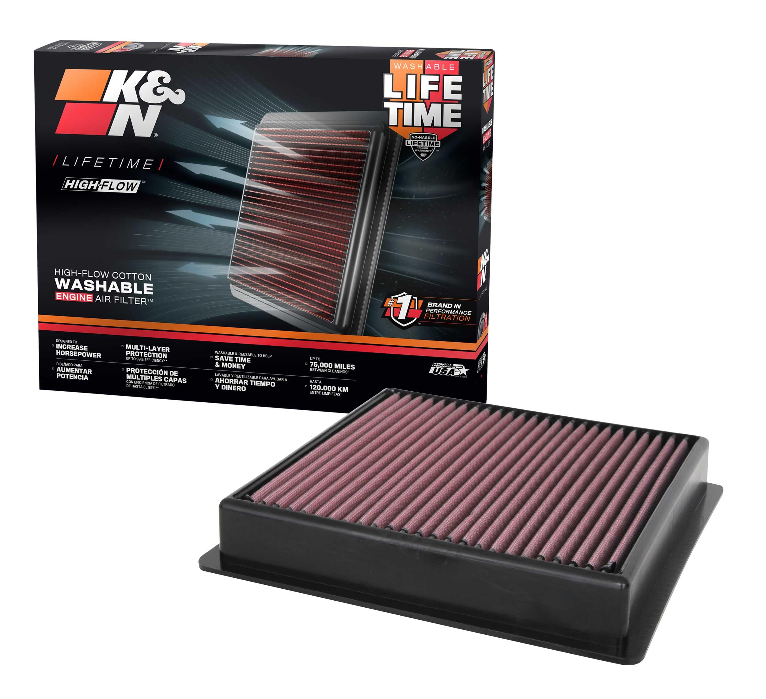 Version 1.0.0 K&N Performance Diesel High-Flow Lifetime Engine Air Filter: Increase Power: Premium, Washable: Compatible with 2020-2026 FORD: F250, F350, F450, F550, F600, 33-5100 - Image 1