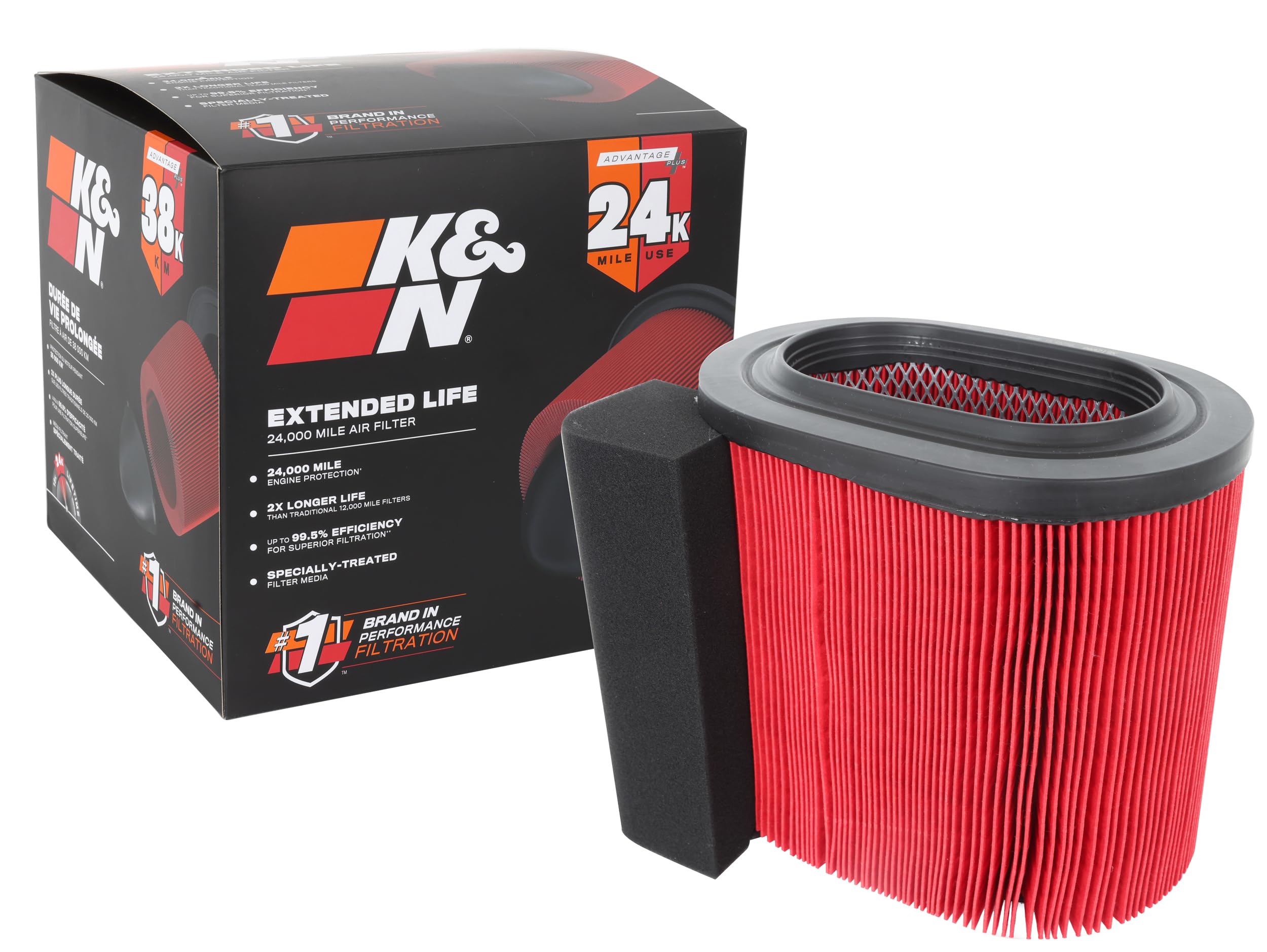 Version 1.0.0 K&N Engine Air Filter: Extended Life 24,000 Mile Replacement Air Filter: Compatible with 2017-2019 Ford Truck Super Duty V8 (F250, F350, F450, F550), KNF-0644 - Image 1