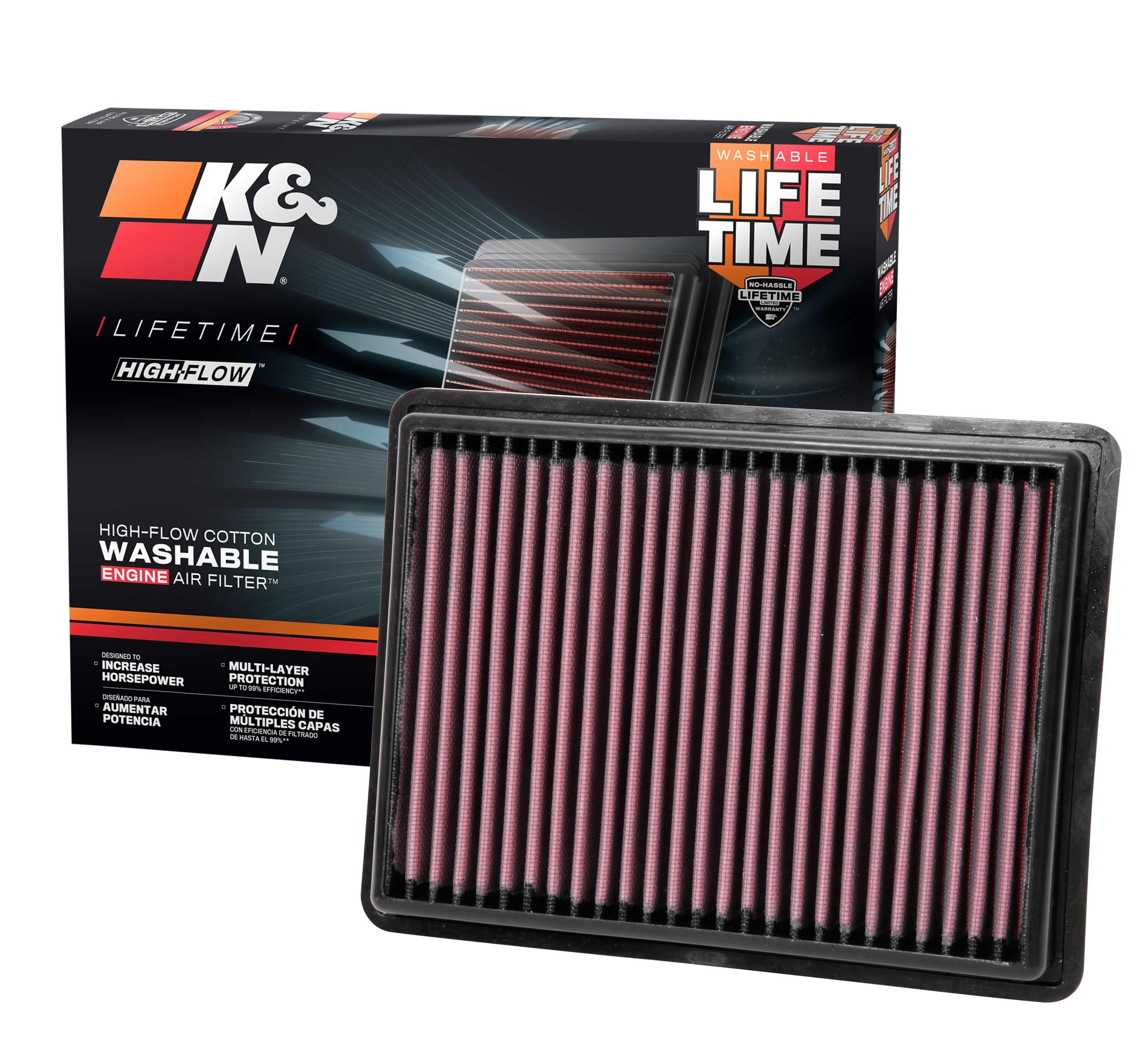 Version 1.0.0 K&N High-Flow Original Lifetime Engine Air Filter: Increase Power: Premium, Washable: Compatible with 2017-2026 Chevrolet/GMC: Equinox, Terrain, 33-5069 - Image 1