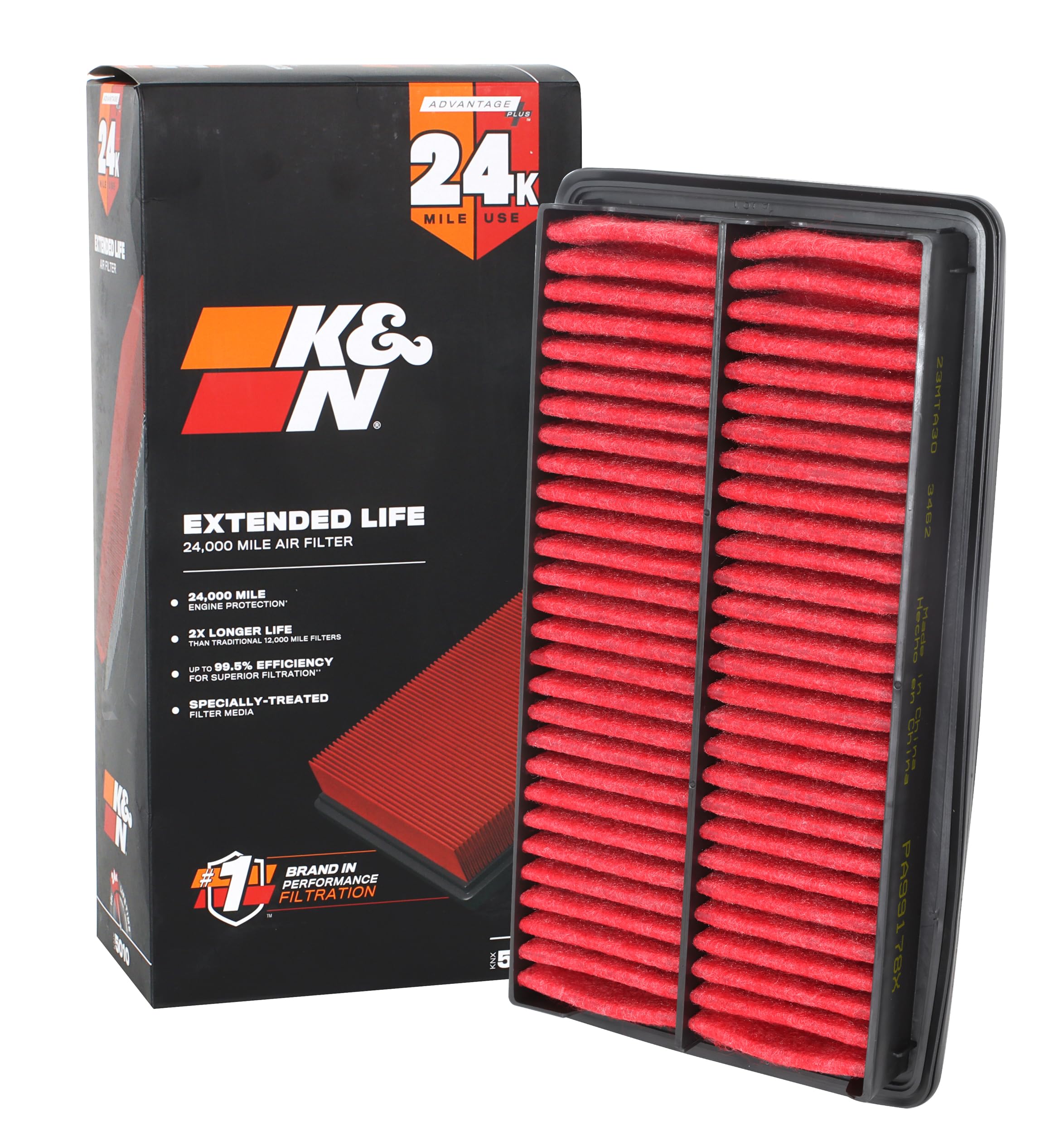 Version 1.0.0 K&N Engine Air Filter: Extended Life 24,000 Mile Replacement Air Filter: Compatible with 2016-2022 Honda/Acura V6 (Odyssey, Passport, Pilot, Ridgeline, MDX), KNX-5041 - Image 1