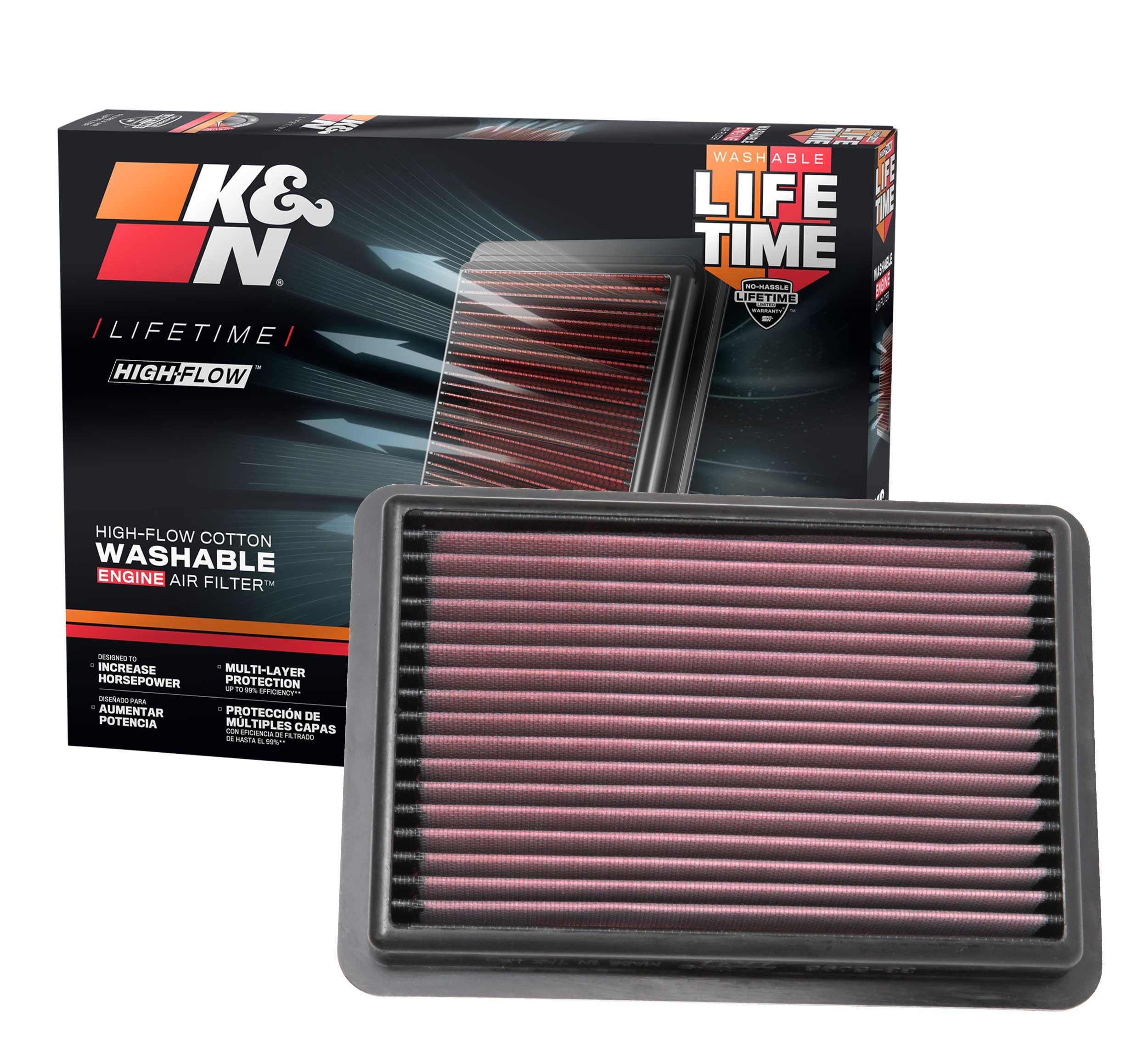 Version 1.0.0 K&N High-Flow Original Lifetime Engine Air Filter: Increase Power: Premium, Washable: Compatible with 2019-2025 MAZDA: 3, CX-30, CX-50, 33-5096 - Image 1