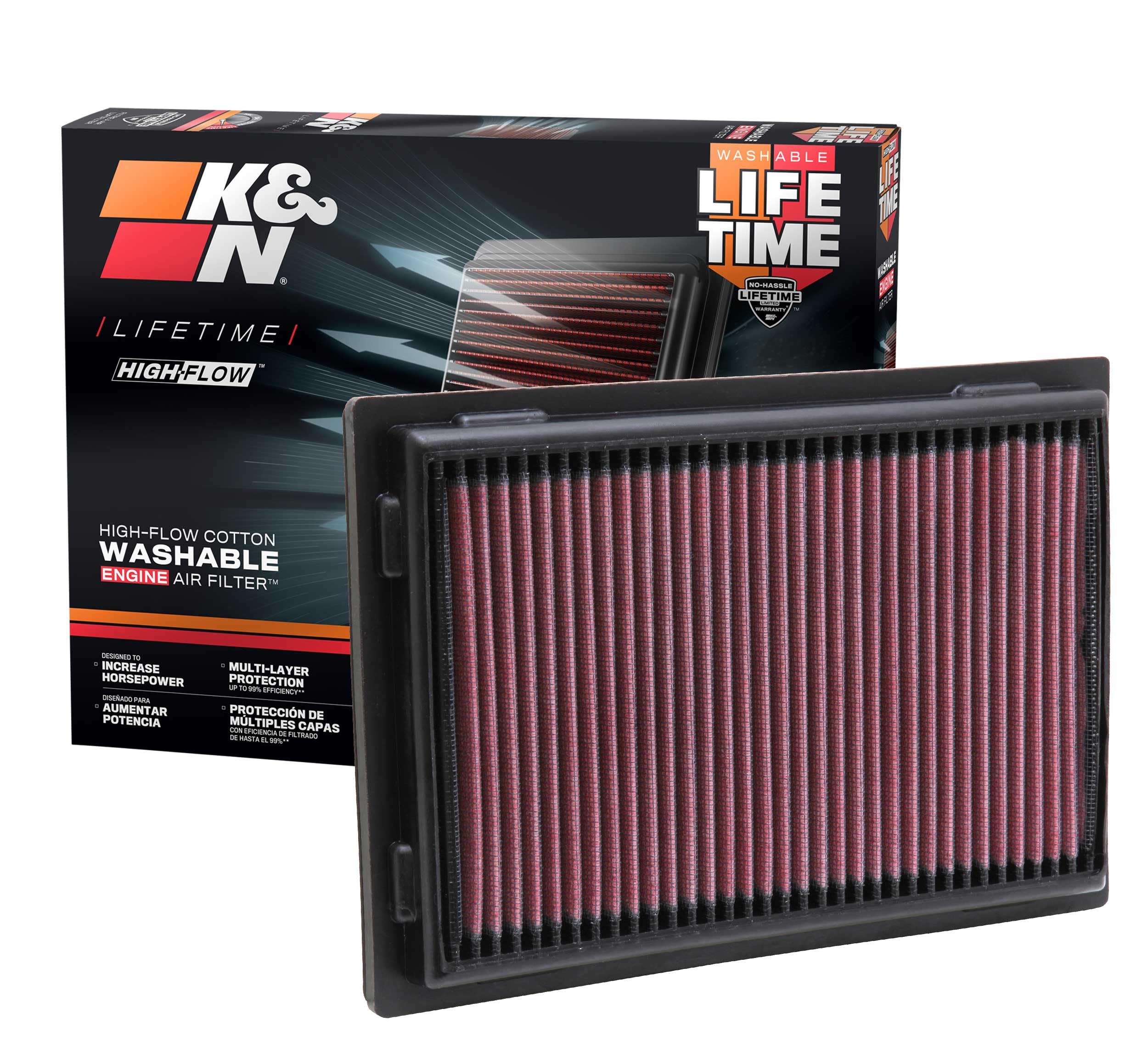 Version 1.0.0 K&N High-Flow Original Lifetime Engine Air Filter: Increase Power: Premium, Washable: Compatible with 2006-2018 Lexus/Toyota: ES300h, HS250h, LS460, LS600h, Avalon, Camry, Rav 4, 33-2381 - Image 1