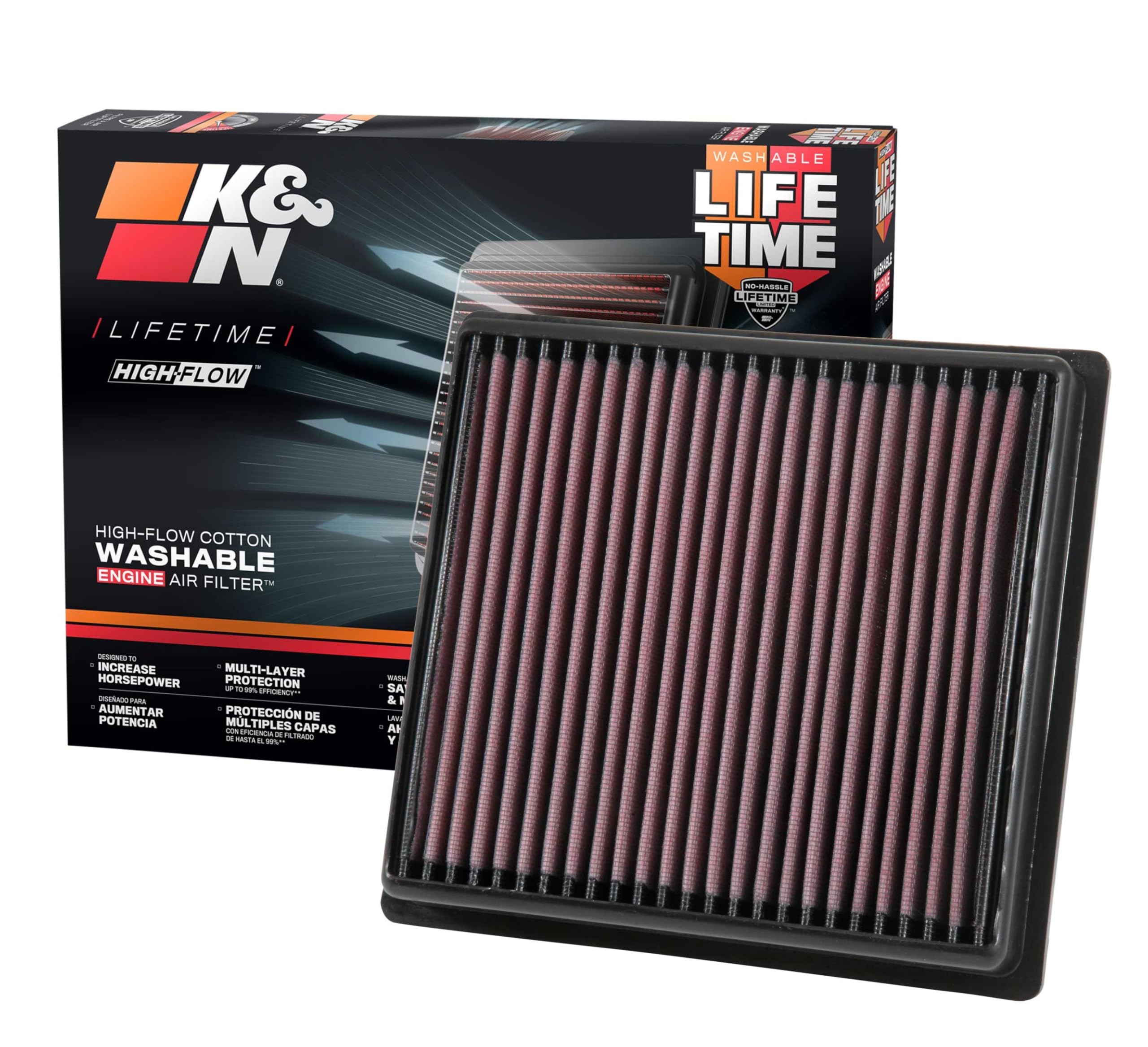 Version 1.0.0 K&N High-Flow Original Lifetime Engine Air Filter: Increase Power: Premium, Washable: Compatible with 2016-2025 Subaru: Ascent, Crosstrek, Forester, Impreza, Legacy, Outback, WRX, XV, 33-5064 - Image 1