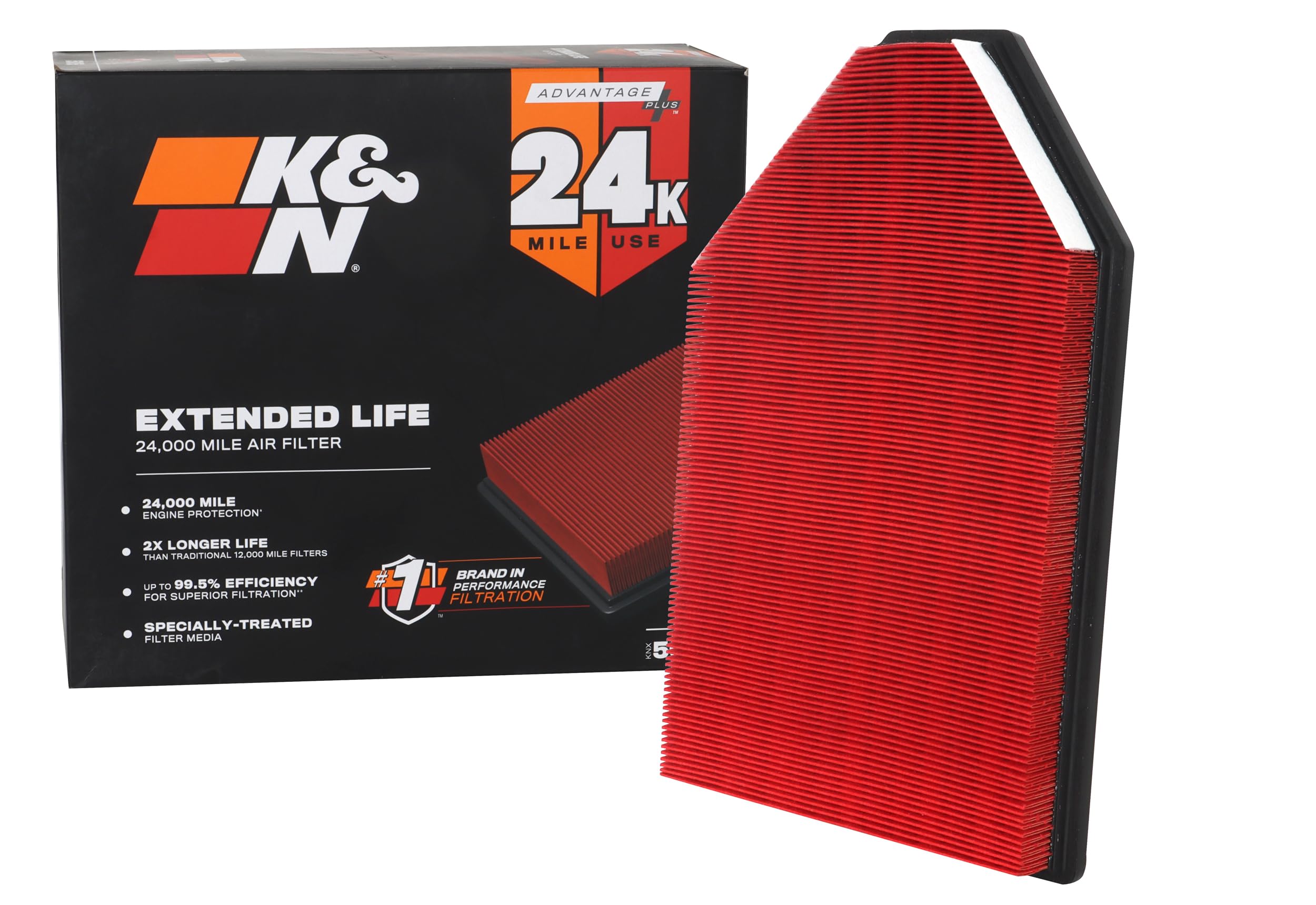 Version 1.0.0 K&N Engine Air Filter: Extended Life 24,000 Mile Replacement Air Filter: Compatible with 2011-2019 Chrysler/Dodge V6/V8 (Charger, Challenger, 300), KNX-2460 - Image 1