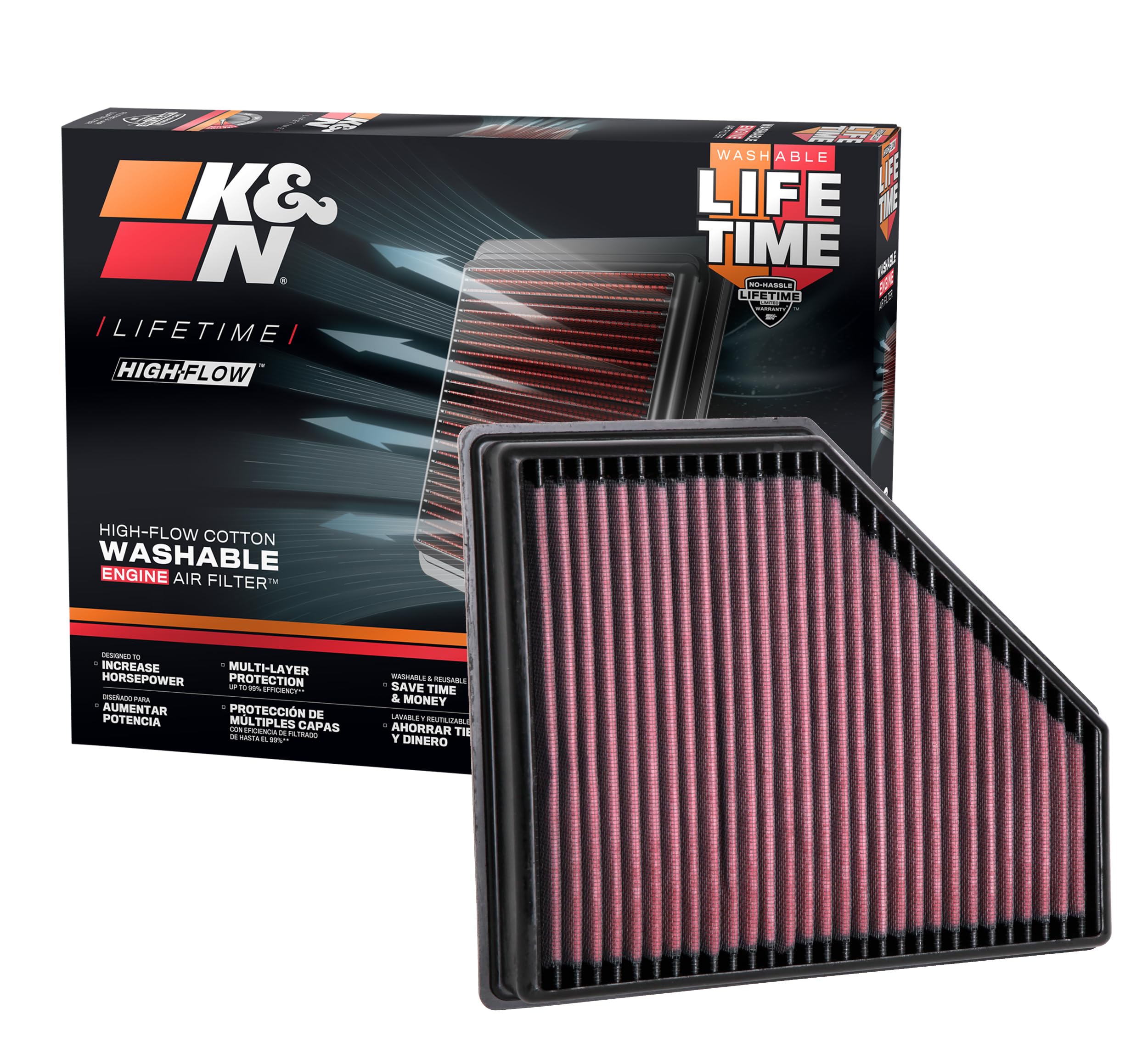 Version 1.0.0 K&N High-Flow Original Lifetime Engine Air Filter: Increase Power: Premium, Washable: Compatible with 2019-2025 BMW: (See Product Description for Select Models) 33-3136 - Image 1